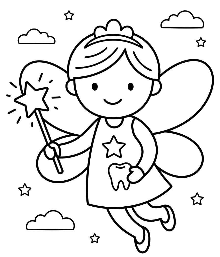 Ücretsiz Yazdırılabilir Diş Perisi Boyama Sayfası