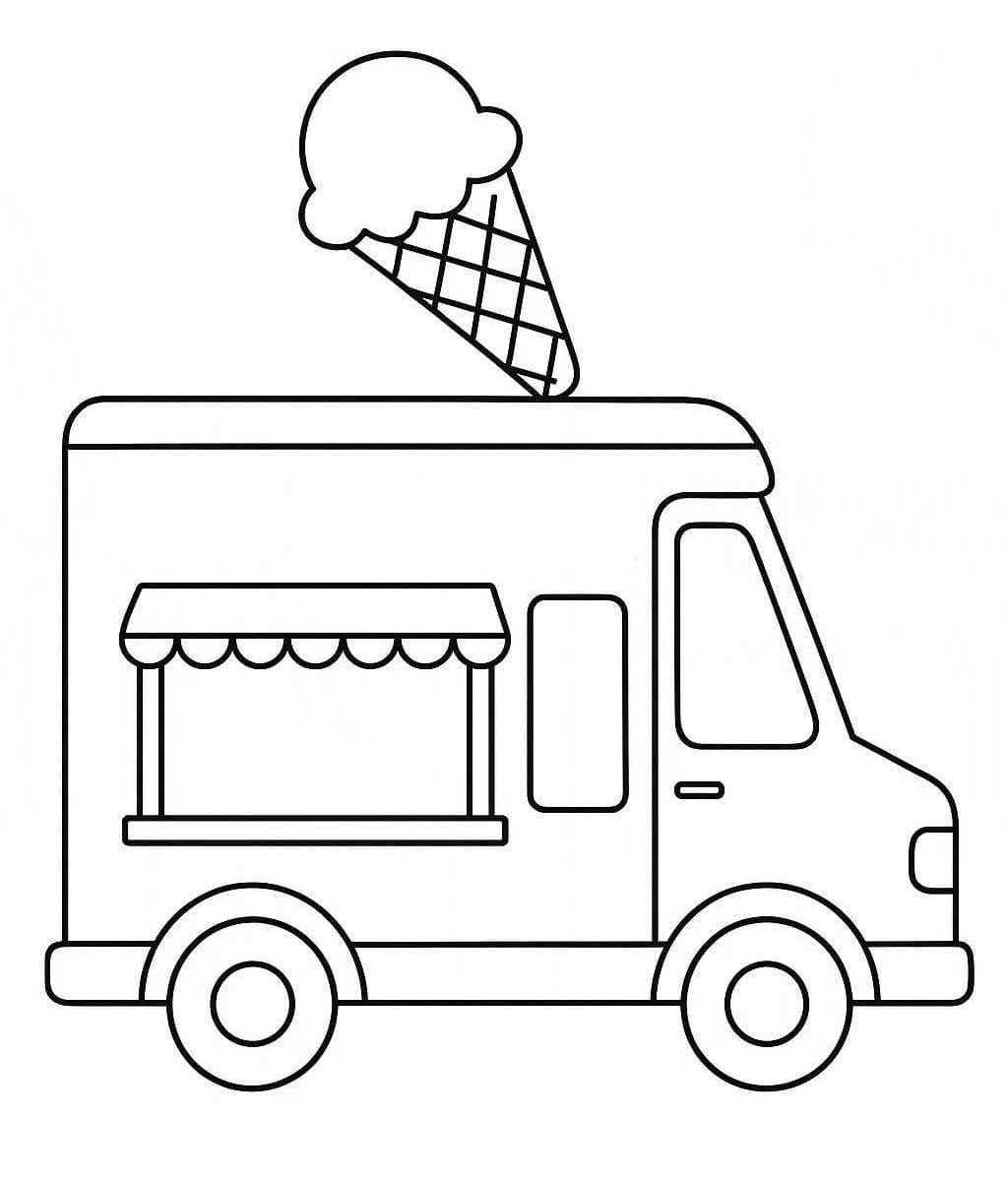 Ücretsiz Yazdırılabilir Dondurma Kamyonu Boyama Sayfası