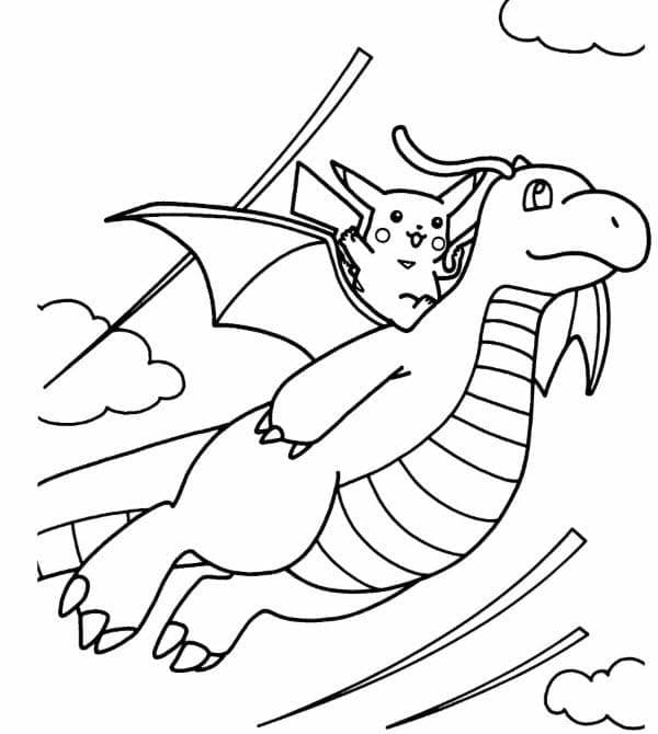 Ücretsiz Yazdırılabilir Dragonite Çizim Boyama Sayfası