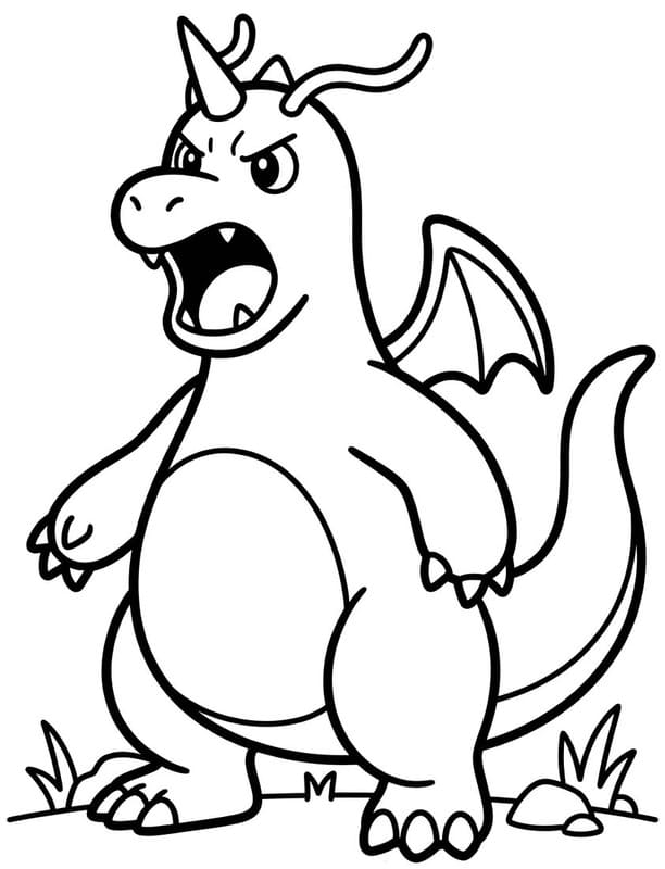 Ücretsiz Yazdırılabilir Dragonite resim Boyama Sayfası