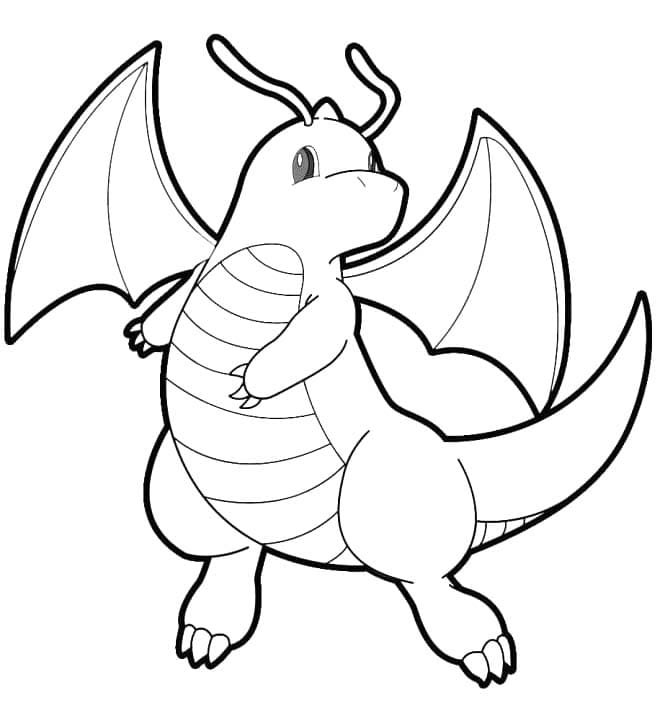 Ücretsiz Yazdırılabilir Dragonite Boyama Sayfası