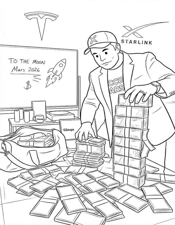 Ücretsiz Yazdırılabilir Elon Musk resim Boyama Sayfası