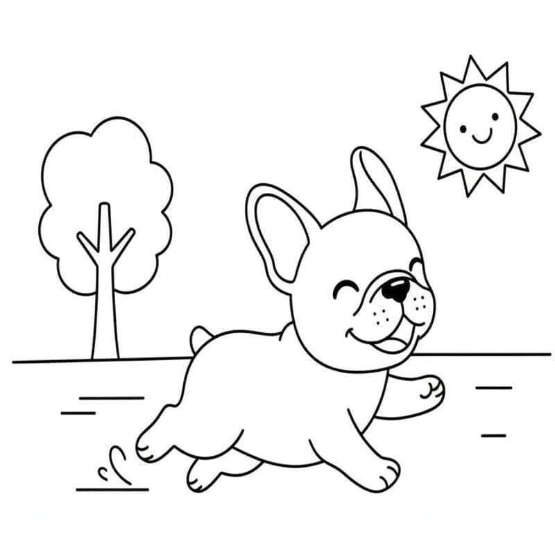 Ücretsiz Yazdırılabilir Fransız Bulldog resim Boyama Sayfası