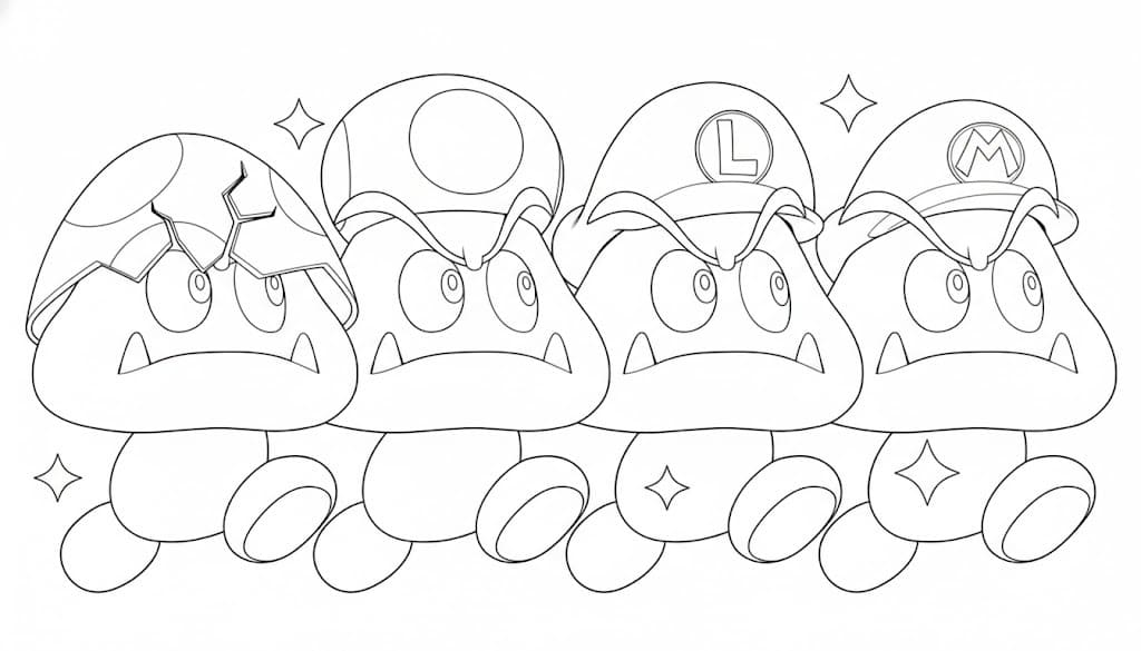 Ücretsiz Yazdırılabilir Goomba Boyama Sayfası