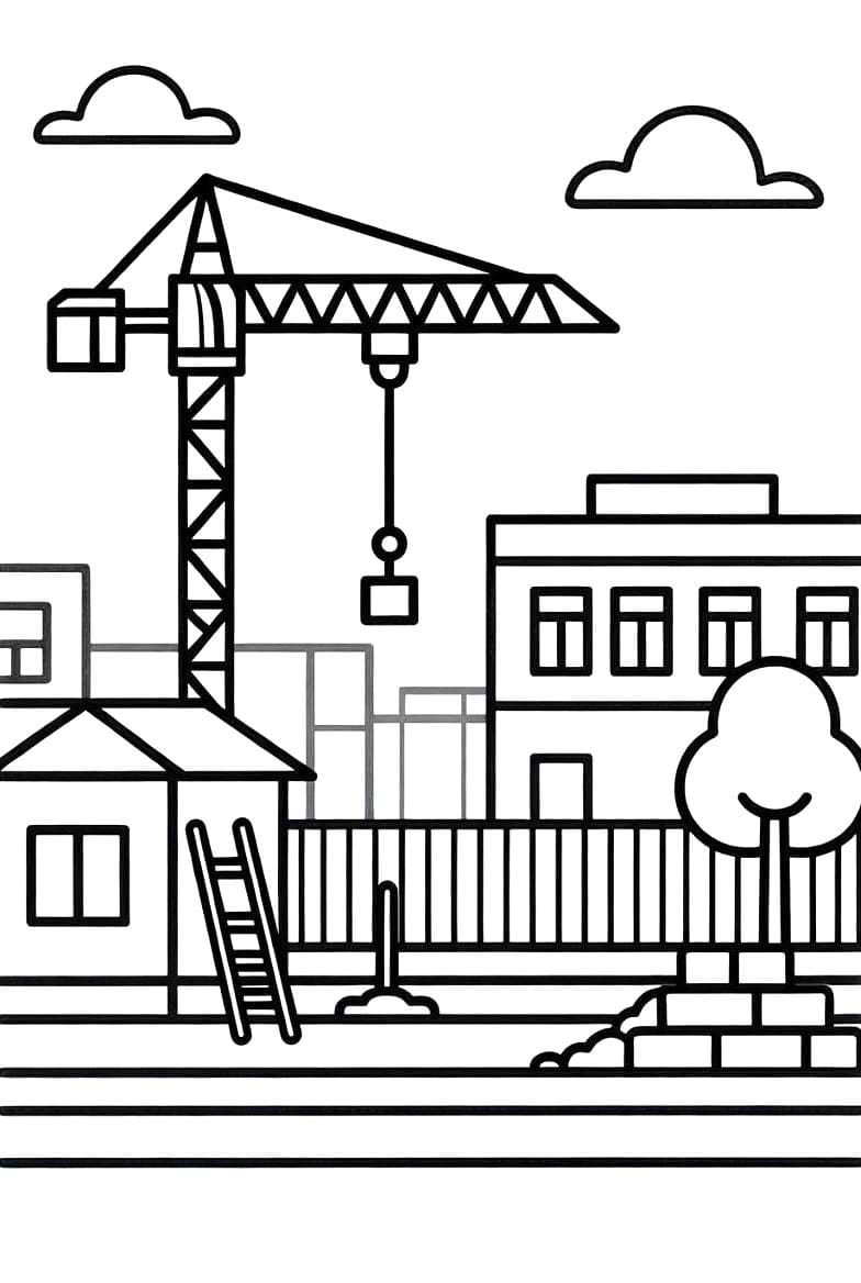 Ücretsiz Yazdırılabilir İnşaat Alanı Boyama Sayfası