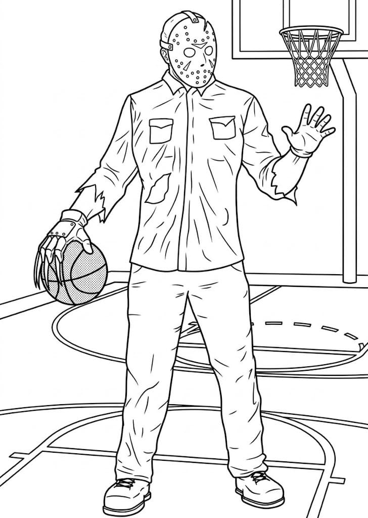 Ücretsiz Yazdırılabilir Jason Voorhees Çizim Boyama Sayfası