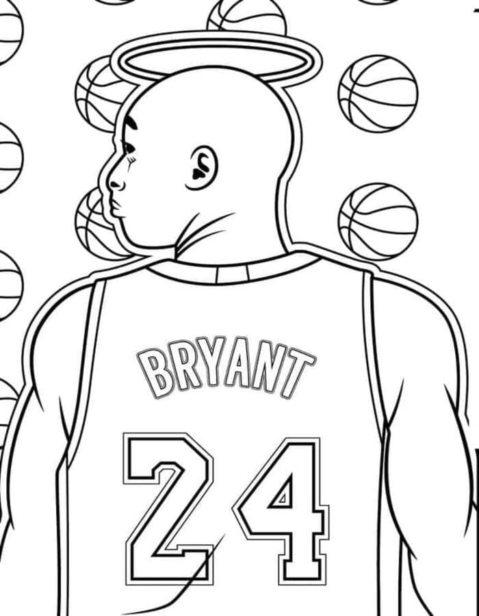 Ücretsiz Yazdırılabilir Kobe Bryant Çizim Boyama Sayfası