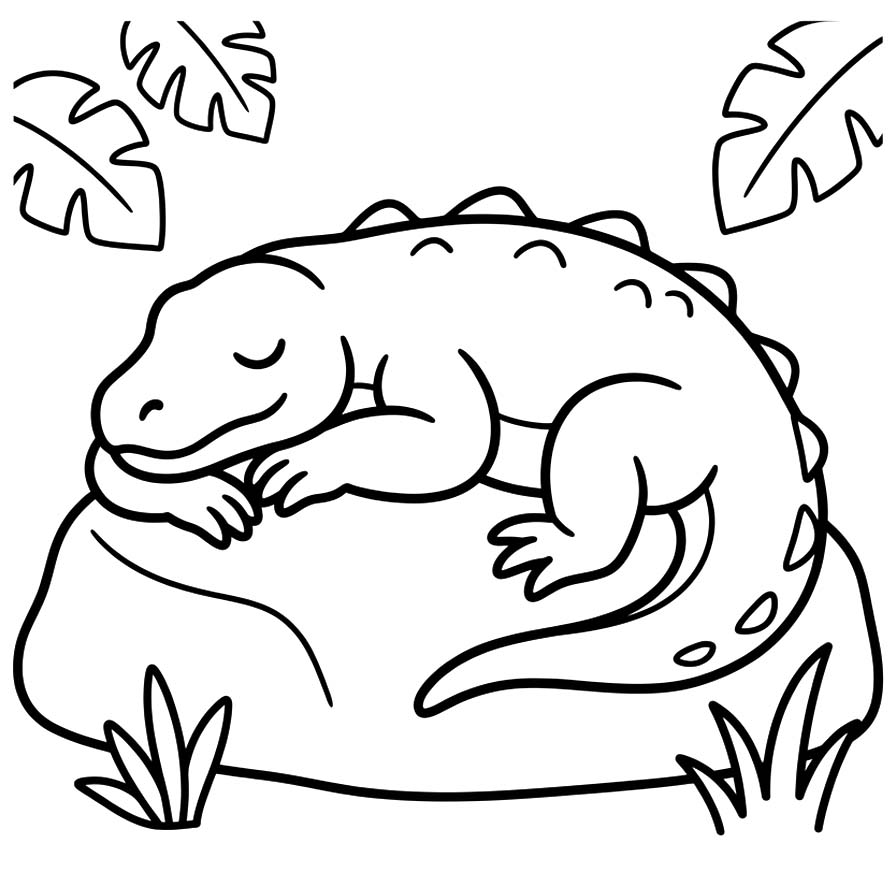 Ücretsiz Yazdırılabilir Komodo Ejderi Çizim Boyama Sayfası