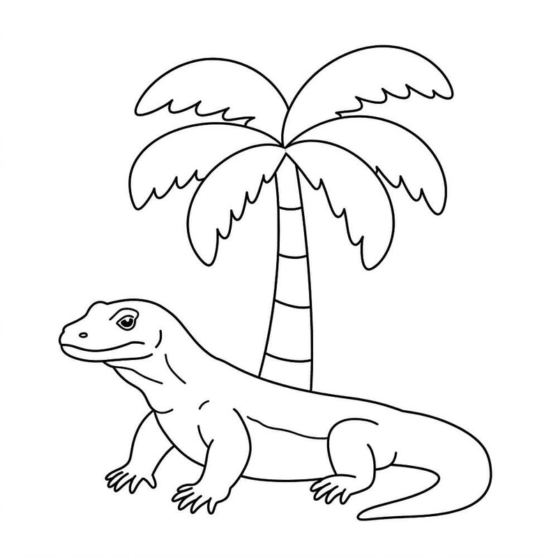 Ücretsiz Yazdırılabilir Komodo Ejderi resim Boyama Sayfası