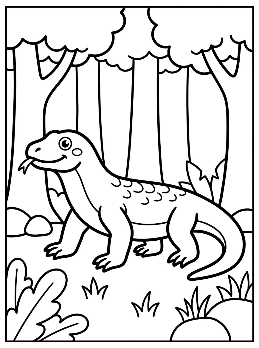 Ücretsiz Yazdırılabilir Komodo Ejderi Boyama Sayfası