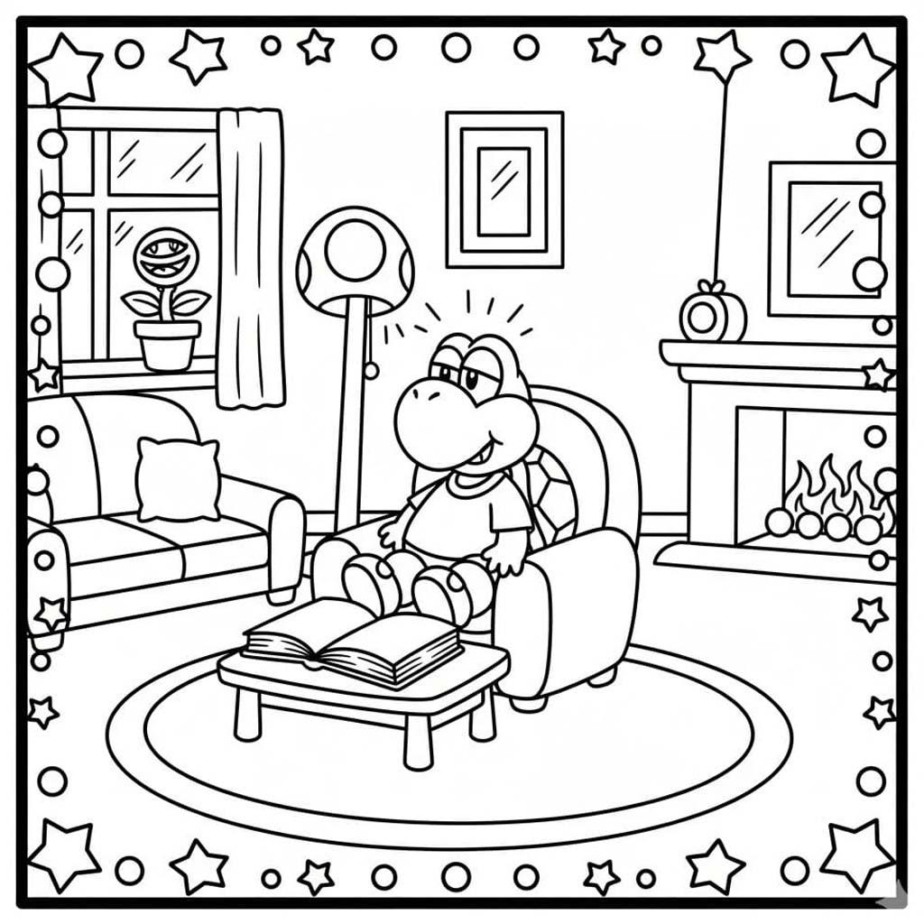 Ücretsiz Yazdırılabilir Koopa Troopa Çizim Boyama Sayfası