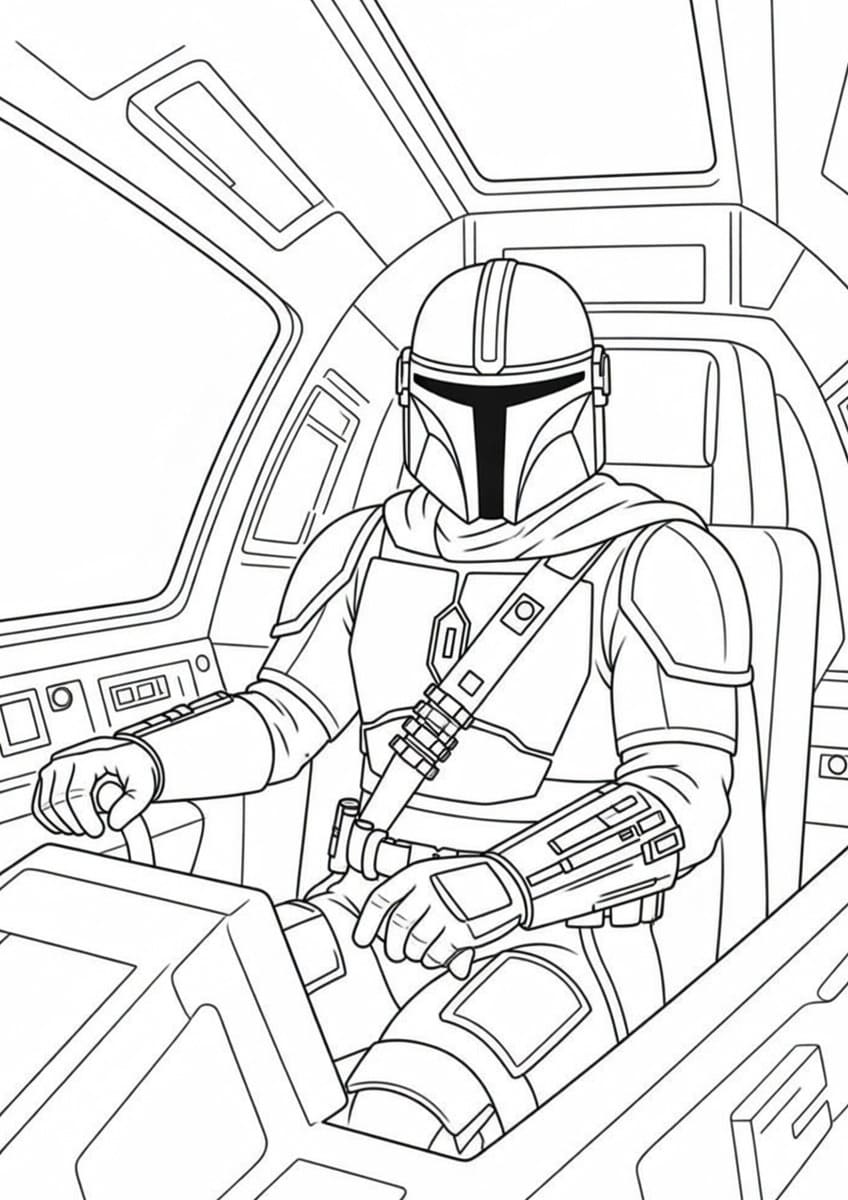 Ücretsiz Yazdırılabilir Mandalorian Çizim Boyama Sayfası