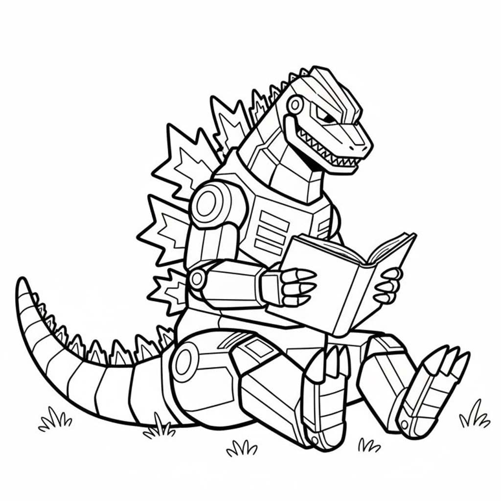 Ücretsiz Yazdırılabilir Mechagodzilla Çizim Boyama Sayfası