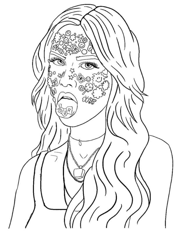 Ücretsiz Yazdırılabilir Olivia Rodrigo Çizim Boyama Sayfası