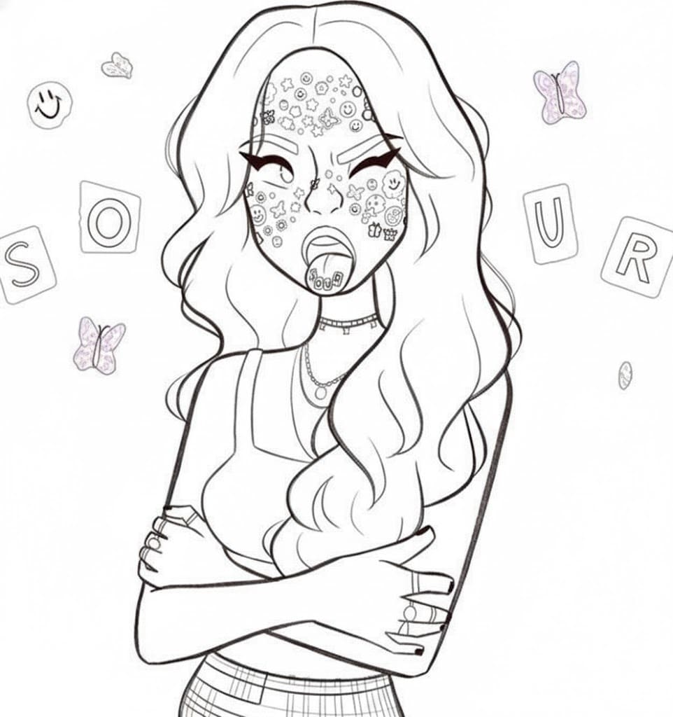 Ücretsiz Yazdırılabilir Olivia Rodrigo resim Boyama Sayfası