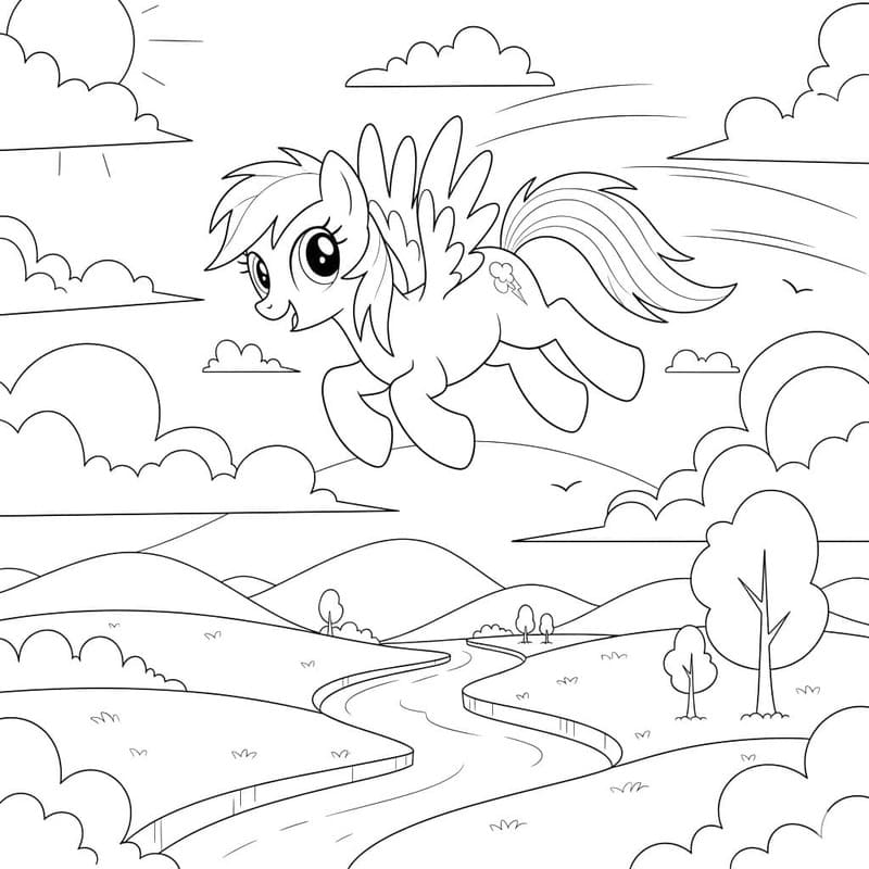 Ücretsiz Yazdırılabilir Rainbow Dash resim Boyama Sayfası