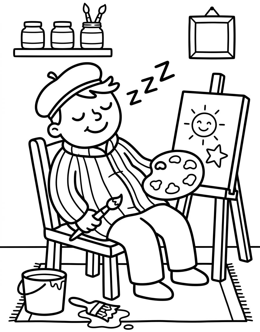 Ücretsiz Yazdırılabilir Ressam Boyama Sayfası