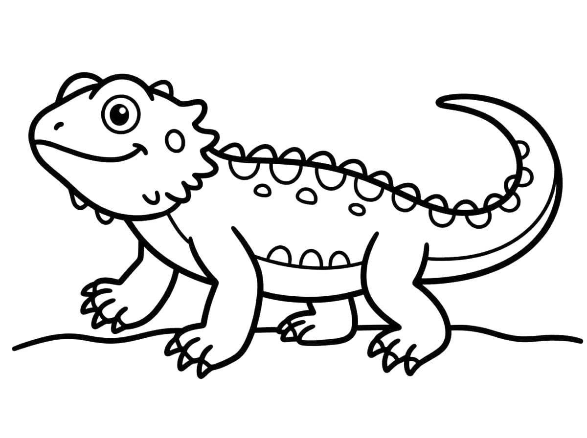 Ücretsiz Yazdırılabilir Sakallı Ejderha Boyama Sayfası