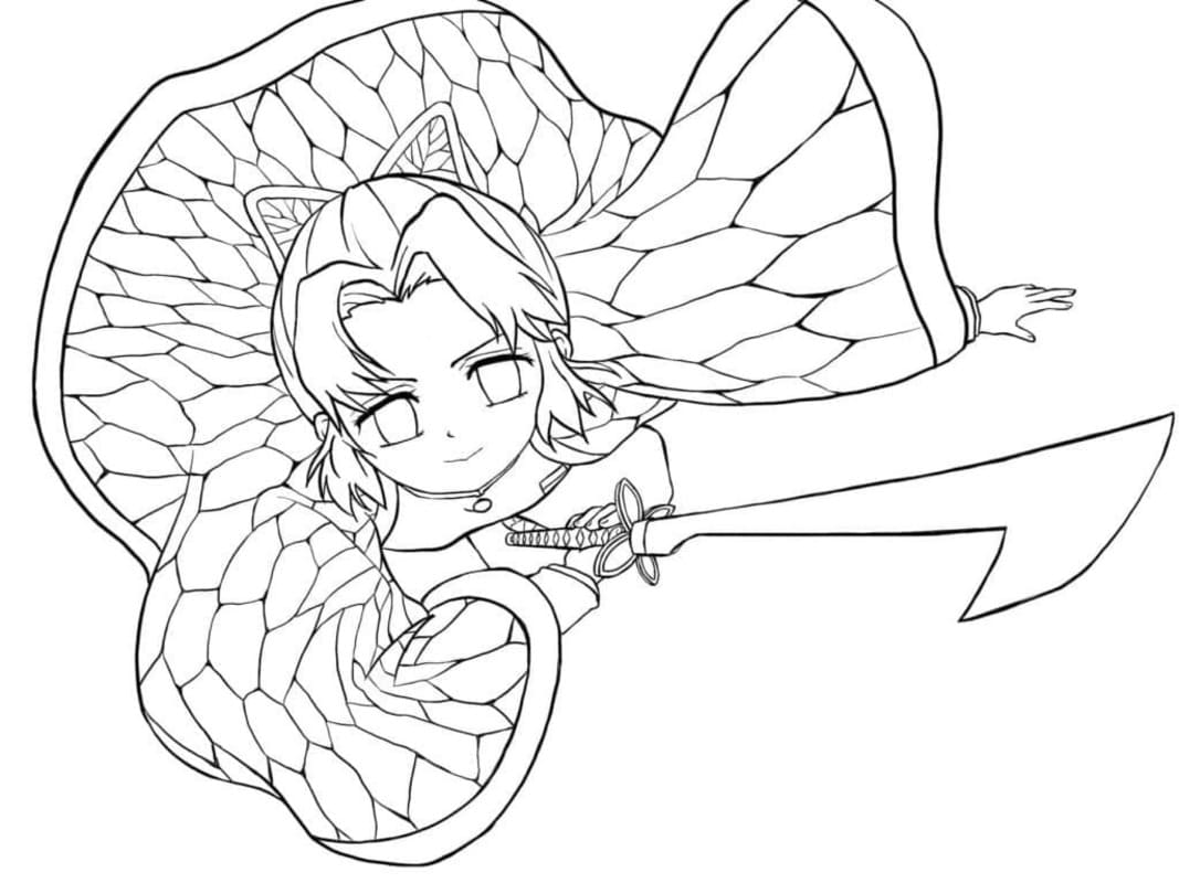 Ücretsiz Yazdırılabilir Shinobu Kocho Boyama Sayfası