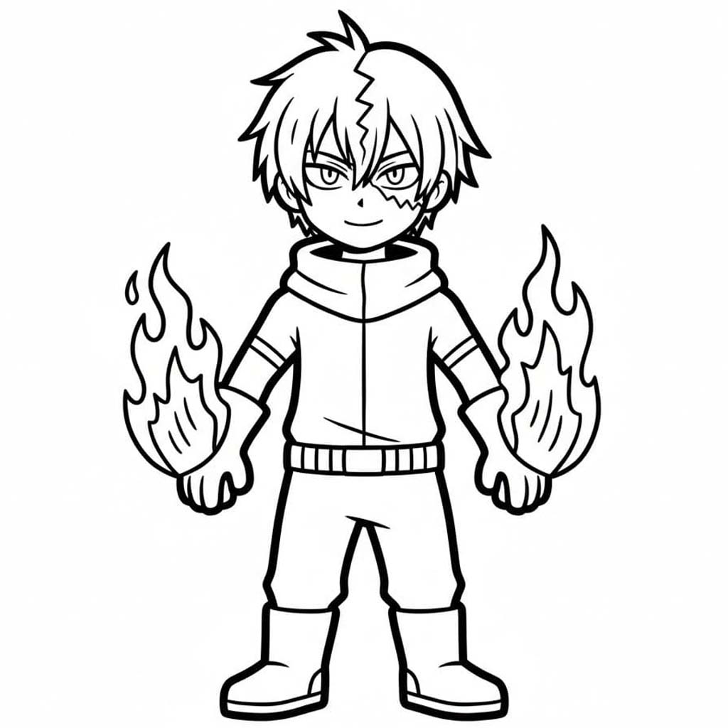Ücretsiz Yazdırılabilir Shoto Todoroki Boyama Sayfası