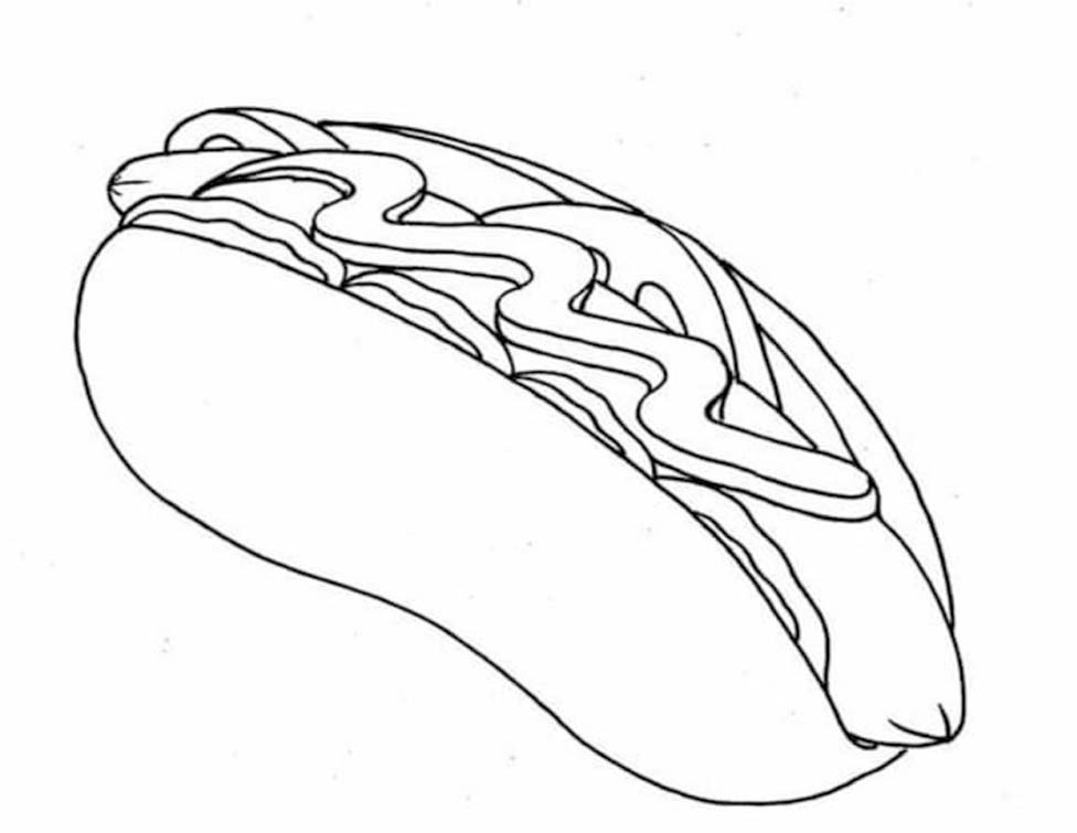 Ücretsiz Yazdırılabilir Sosisli Sandviç Çizimi Boyama Sayfası