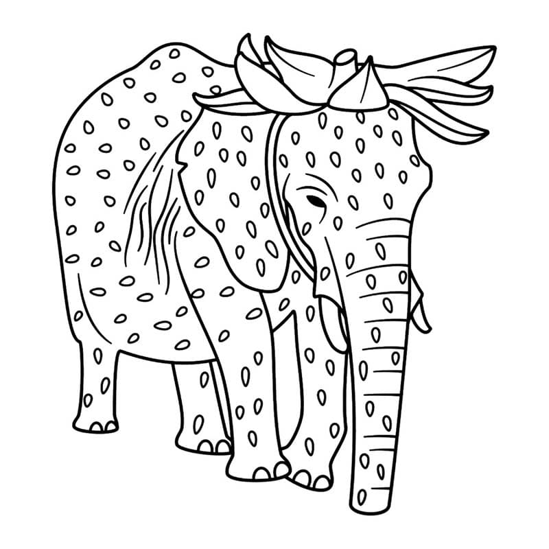 Ücretsiz Yazdırılabilir Strawberry Elephant Çizim Boyama Sayfası