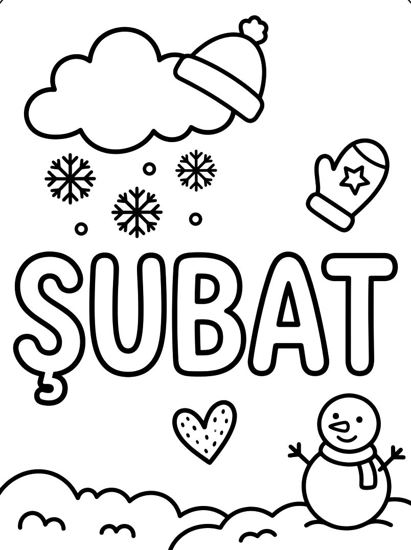 Ücretsiz Yazdırılabilir Şubat Boyama Sayfası