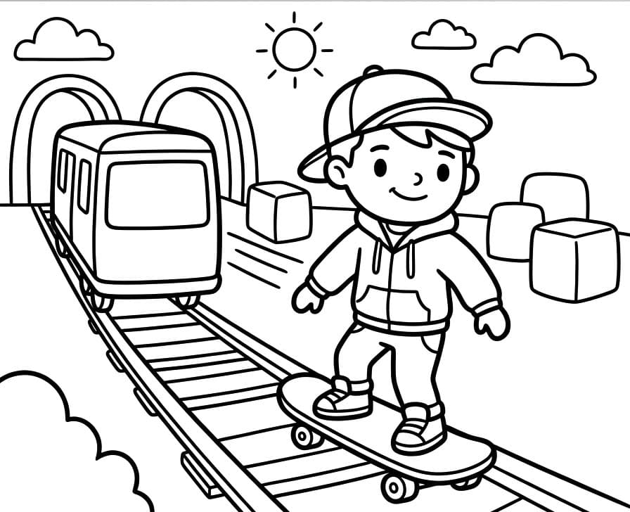 Ücretsiz Yazdırılabilir Subway Surfers Çizim Boyama Sayfası