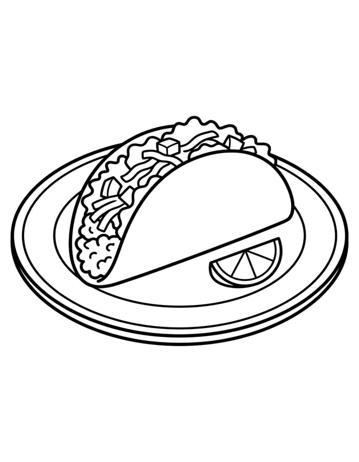 Ücretsiz Yazdırılabilir Taco Çizim Boyama Sayfası
