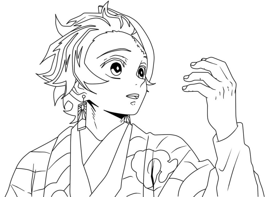 Ücretsiz Yazdırılabilir Tanjiro Boyama Sayfası