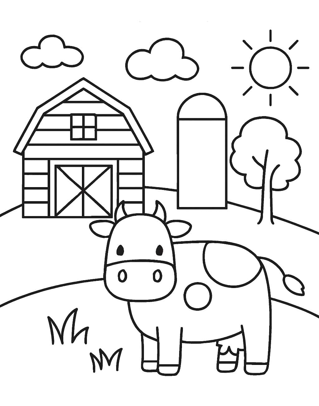 Ücretsiz yazdırılabilir Çiftlik Çizim Boyama Sayfası
