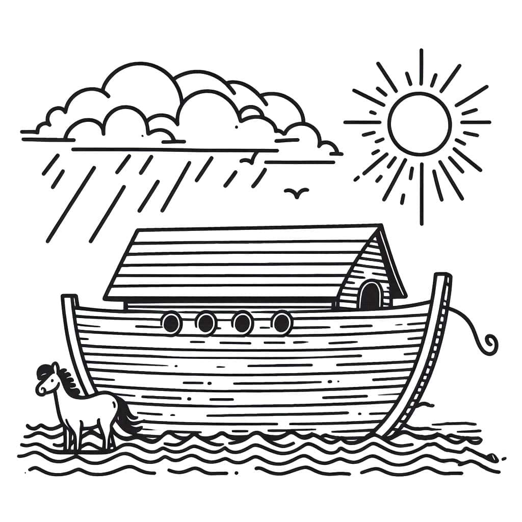 Ücretsiz yazdırılabilir Nuh'un Gemisi Boyama Sayfası