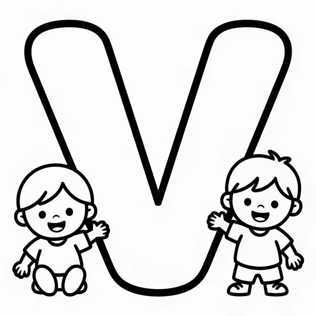 V Harfi çocuklar Boyama Sayfası