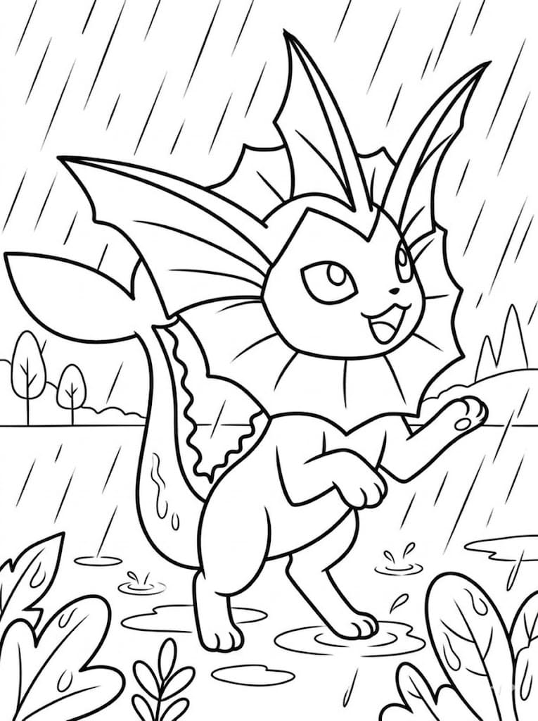 Vaporeon Temel Çiz Boyama Sayfası