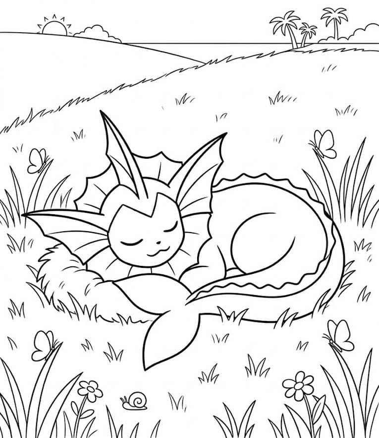 Vaporeon ücretsiz yazdırılabilir Boyama Sayfası