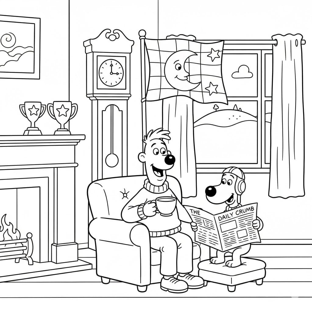 Wallace ve Gromit 5 Boyama Sayfası