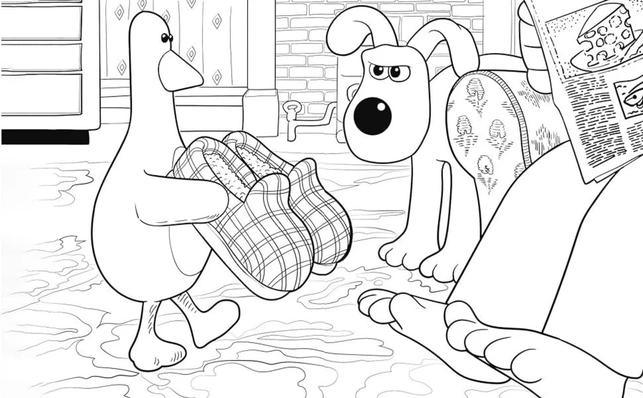 Wallace ve Gromit çocuklar için Boyama Sayfası