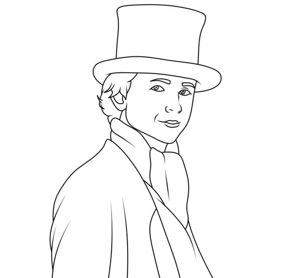 Wonka çizimi yazdırılabilir Boyama Sayfası