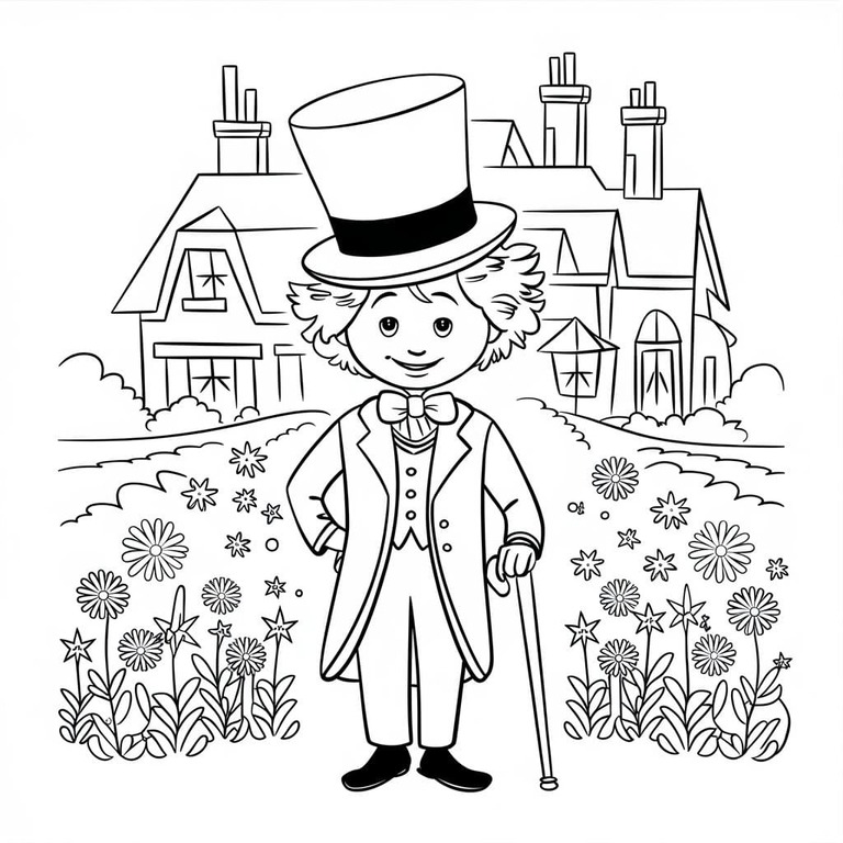 Wonka'yı sevimli çiz Boyama Sayfası