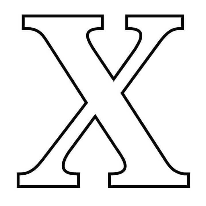 X Harfi çocuklar için Boyama Sayfası