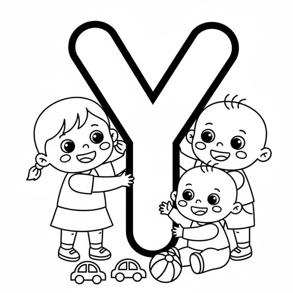 Y Harfi çocuklar için Boyama Sayfası