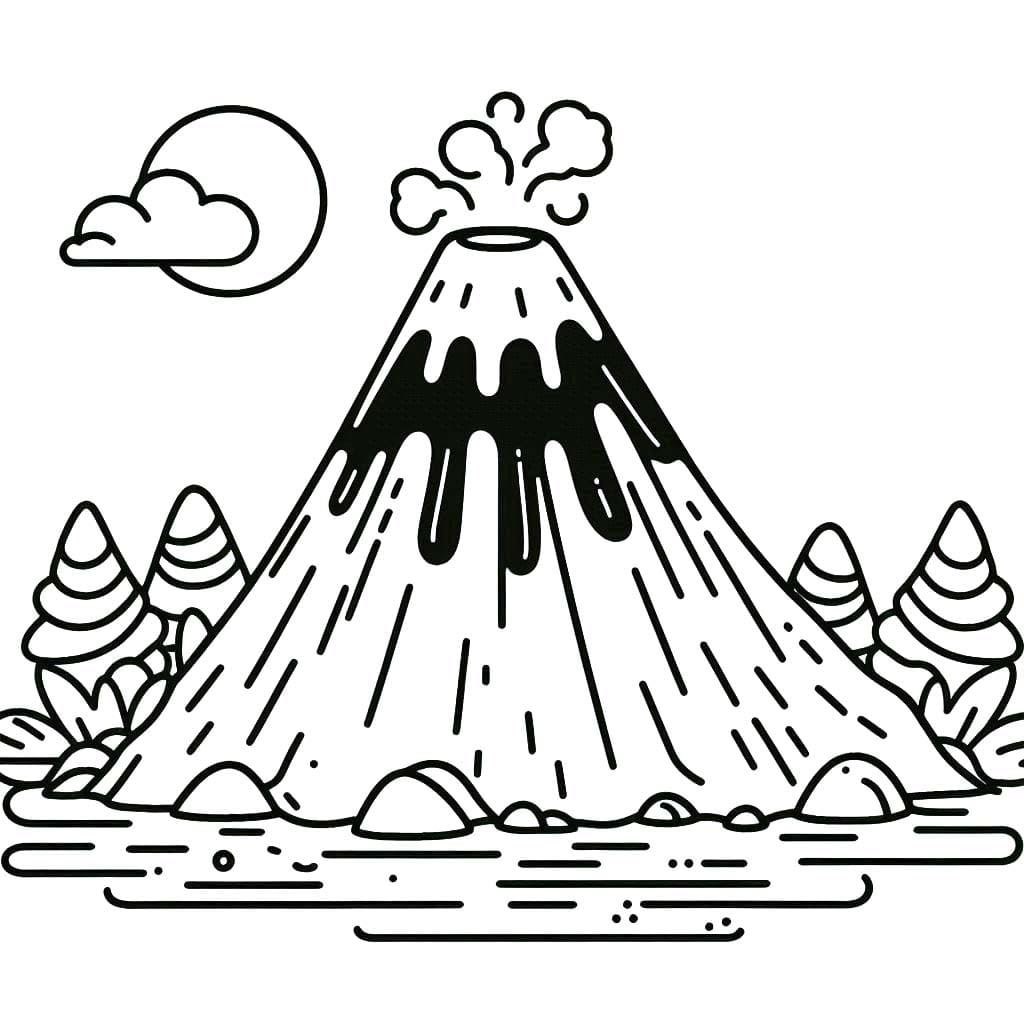 Yanardağ çocuklar için yazdırılabilir Boyama Sayfası