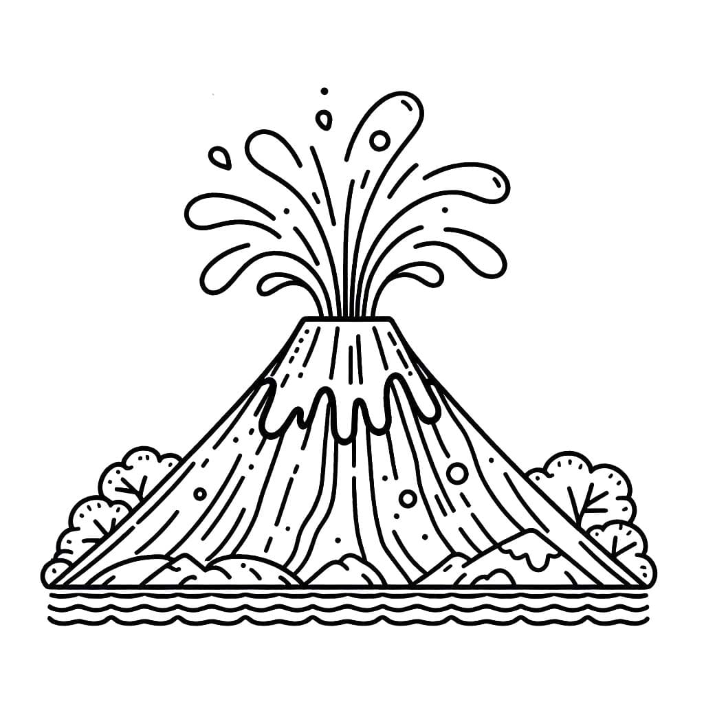 Yanardağ yazdırılabilir Boyama Sayfası