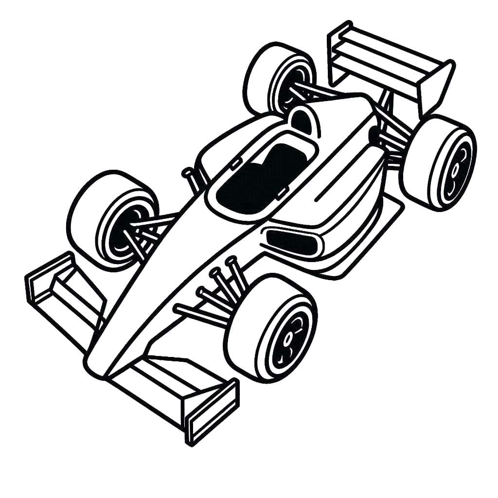 Yarış Arabası kolay Boyama Sayfası