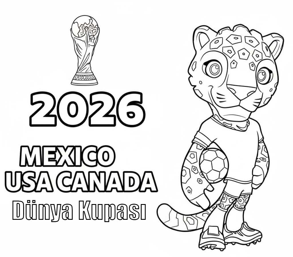 Yazdırılabilir 2026 Dünya Kupası Çizim Boyama Sayfası