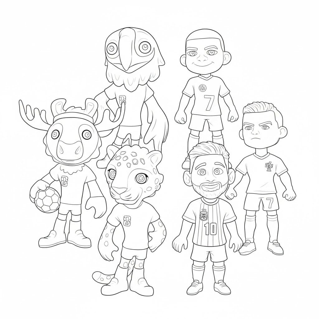 Yazdırılabilir 2026 Dünya Kupası Görüntü Boyama Sayfası