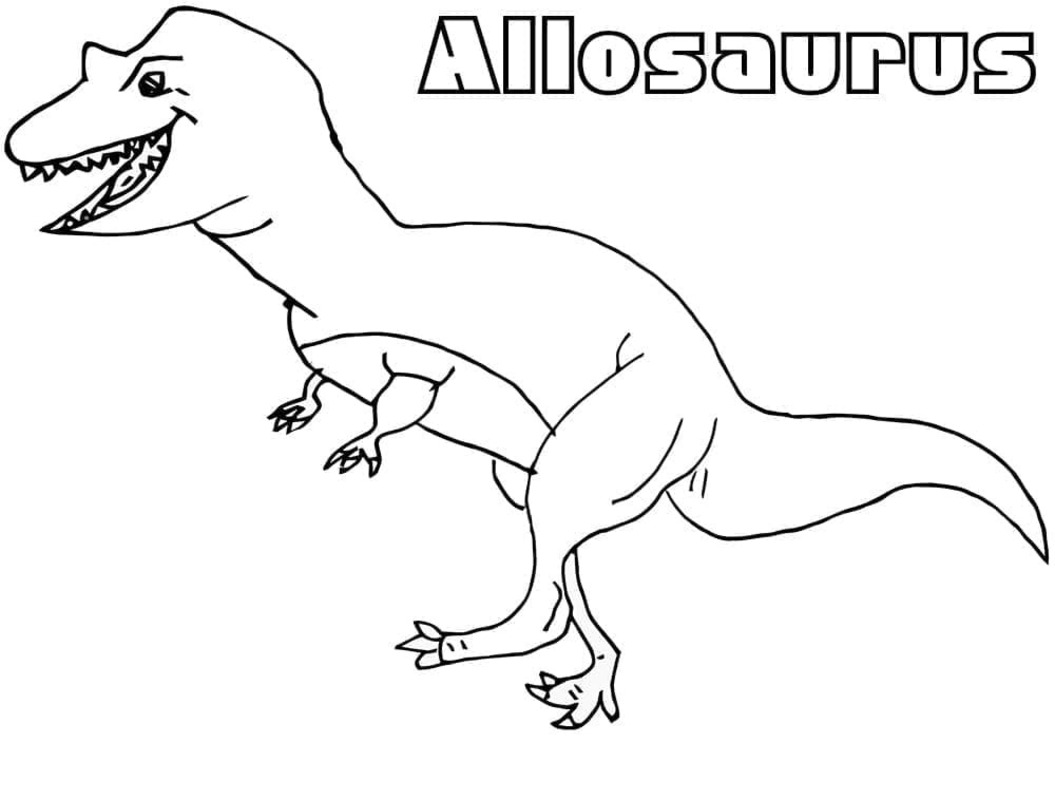 Yazdırılabilir Allosaurus Çizim Boyama Sayfası