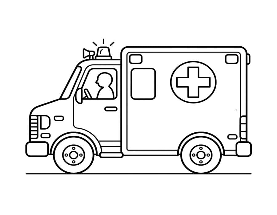 Yazdırılabilir Ambulans Çizim Boyama Sayfası