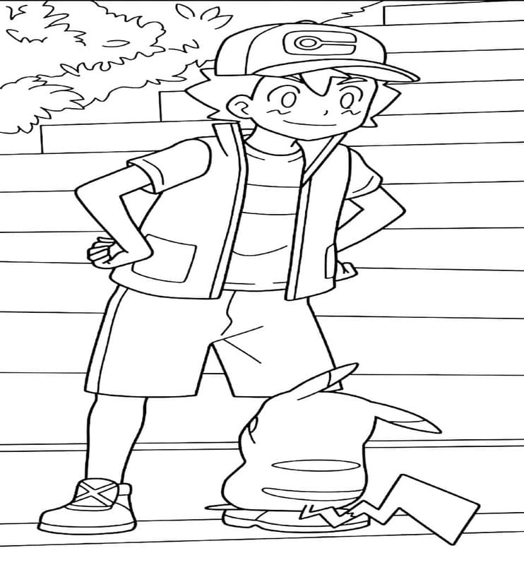 Yazdırılabilir Ash Ketchum resim Boyama Sayfası