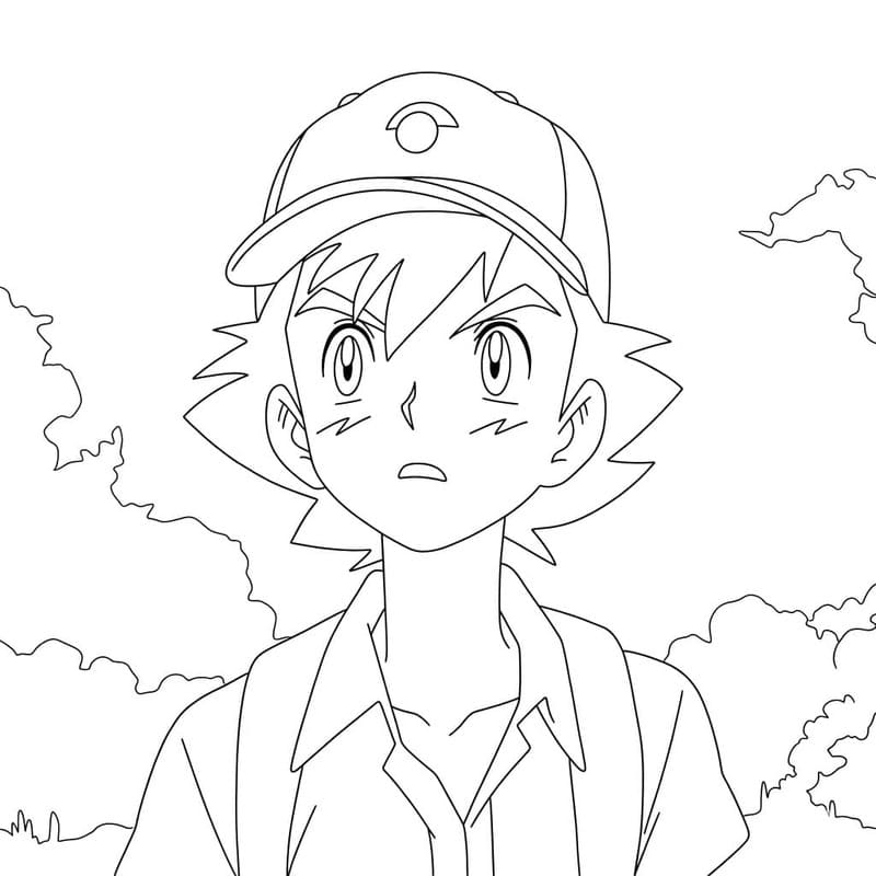 Yazdırılabilir Ash Ketchum Boyama Sayfası